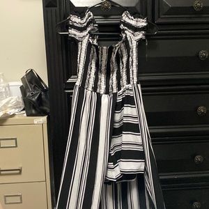 Half dress half romper black and white